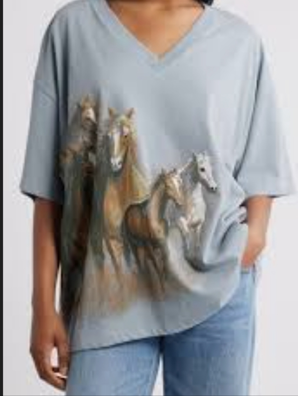 NWOT Daydreamer Wild Horses Graphic Short Sleeve Tee